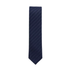 Lucas | Élégante Cravate Homme en Coton Rayé Bleu Marine 1