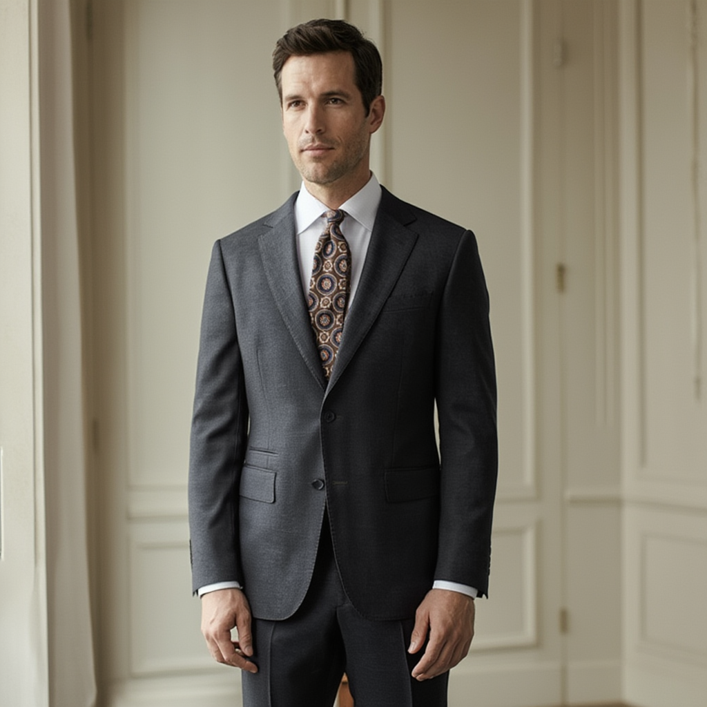 Julien | Élégante Cravate Homme Luxe en Laine et Soie Imprimée 5