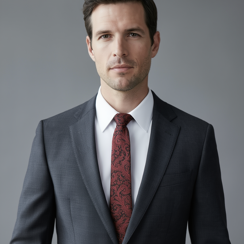 Ethan | Élégante Cravate Rouge en Soie avec Motif Paisley Homme Luxe 5