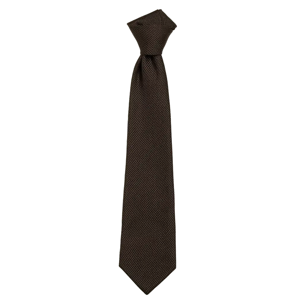 Julien | Élégante Cravate Homme en Soie Grenadine Marron 1