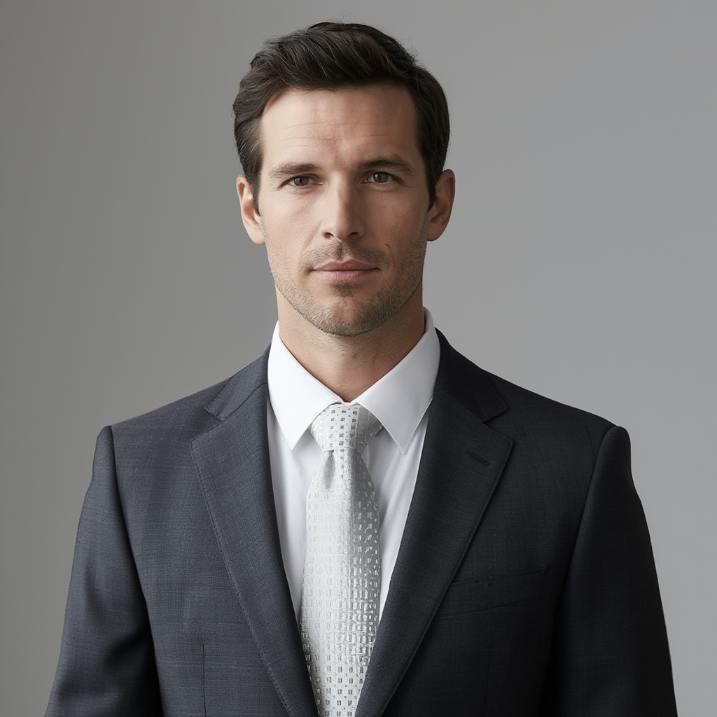 Julien | Élégante Cravate Homme en Jacquard de Soie Argentée 2