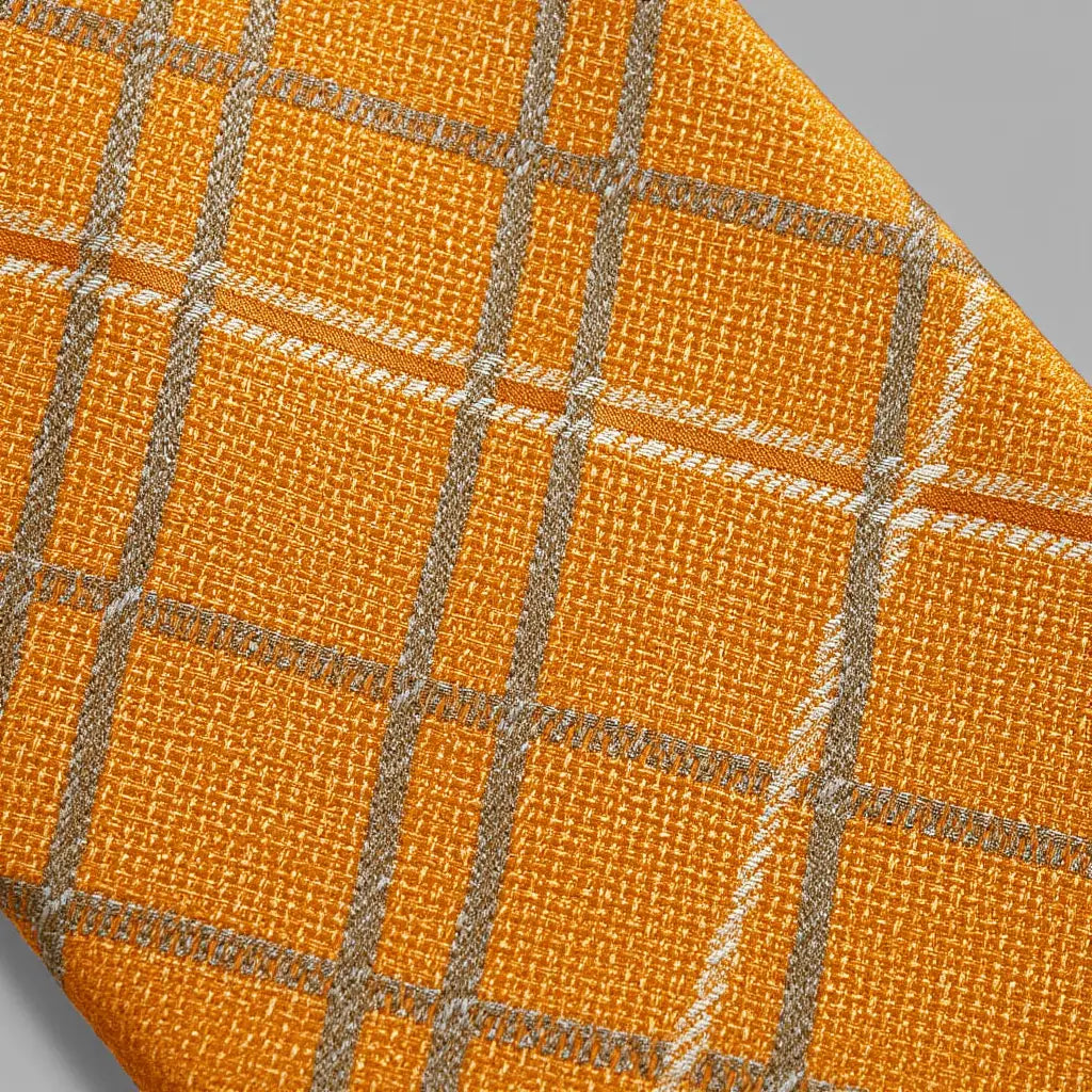 Lucas | Élégante Cravate Homme en Soie Rayée Orange 6