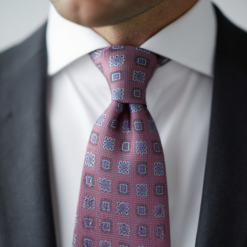 Julien | Élégante Cravate Homme Luxe en Soie Jacquard Framboise 3