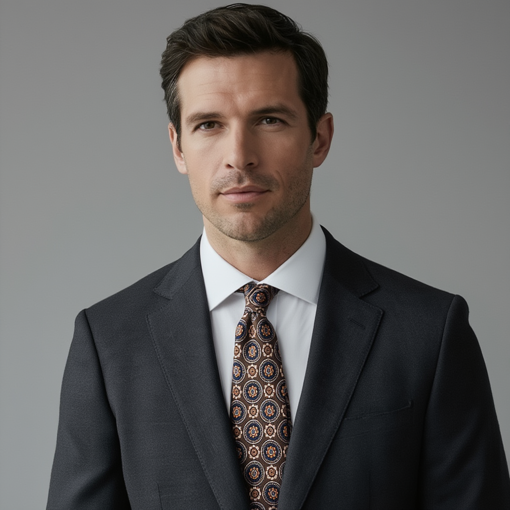 Julien | Élégante Cravate Homme Luxe en Laine et Soie Imprimée 4