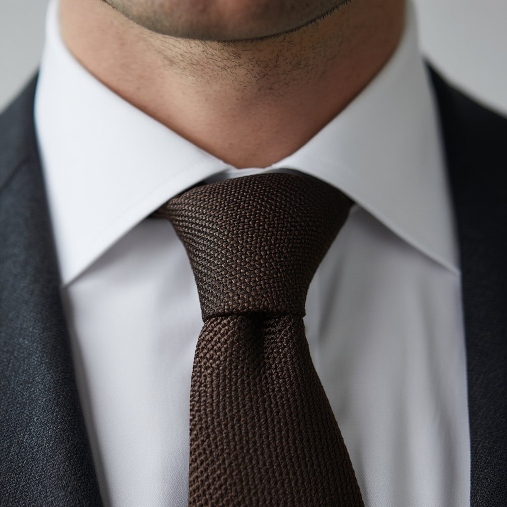 Julien | Élégante Cravate Homme en Soie Grenadine Marron 4