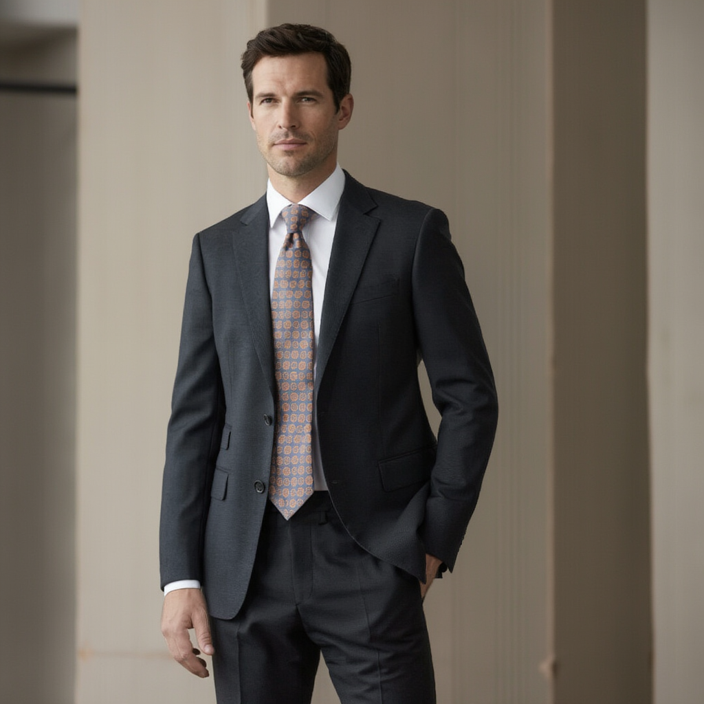 Julien | Élégante Cravate Rouge en Soie Imprimée pour Homme 5