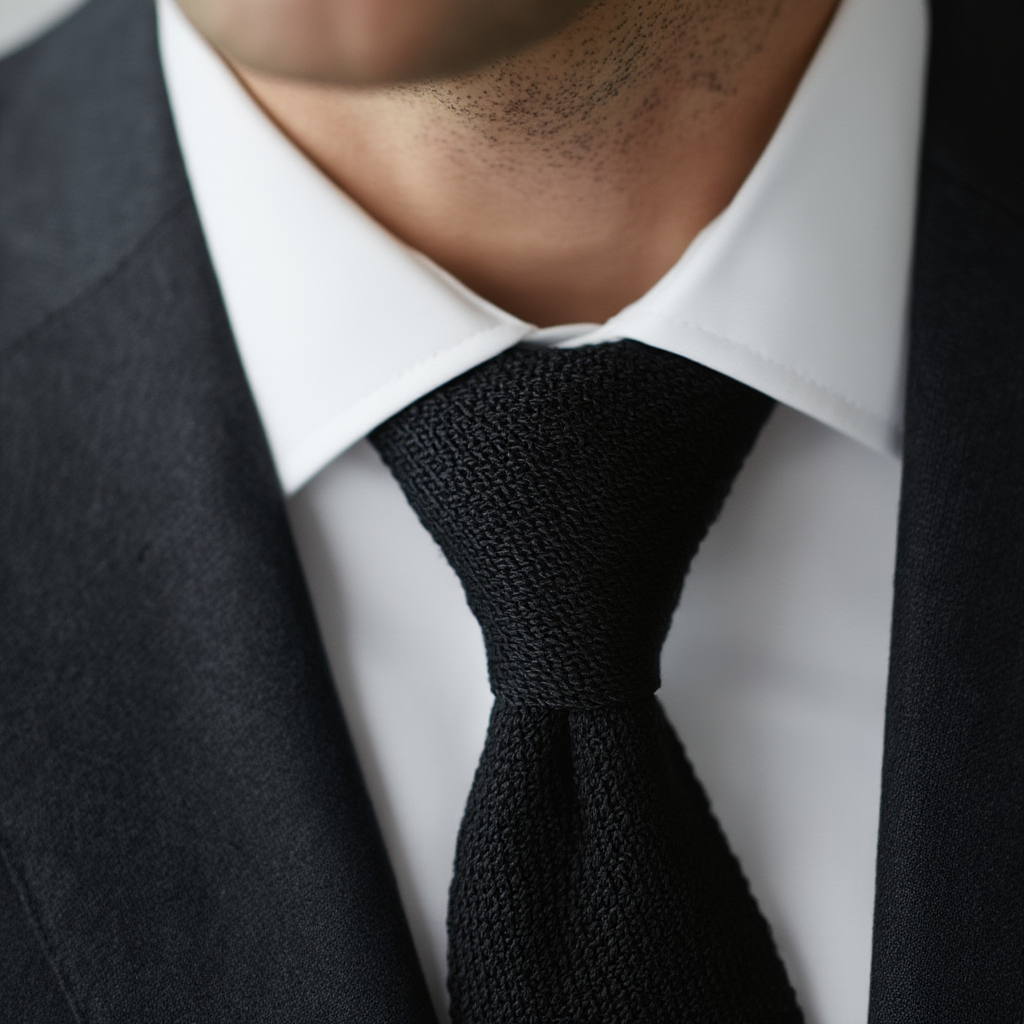 Julien | Élégante Cravate en Soie Grenadine Noire 3