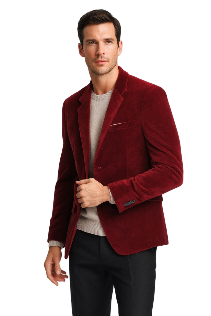 Blazer Homme Bleu Marine en Velours avec Coupe Ajustée | Élégance Polyvalente pour Automne 1