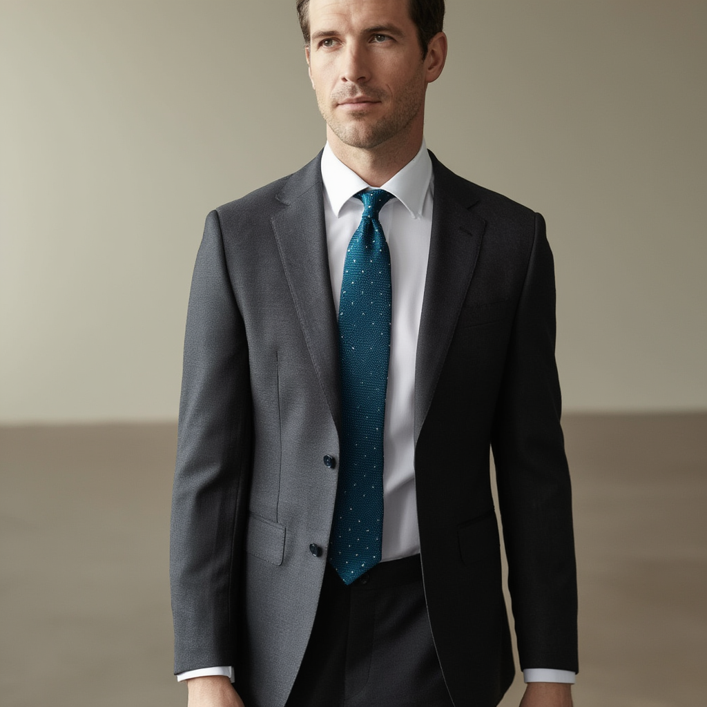 Julien | Élégante Cravate en Soie Grenadine Bleue 5