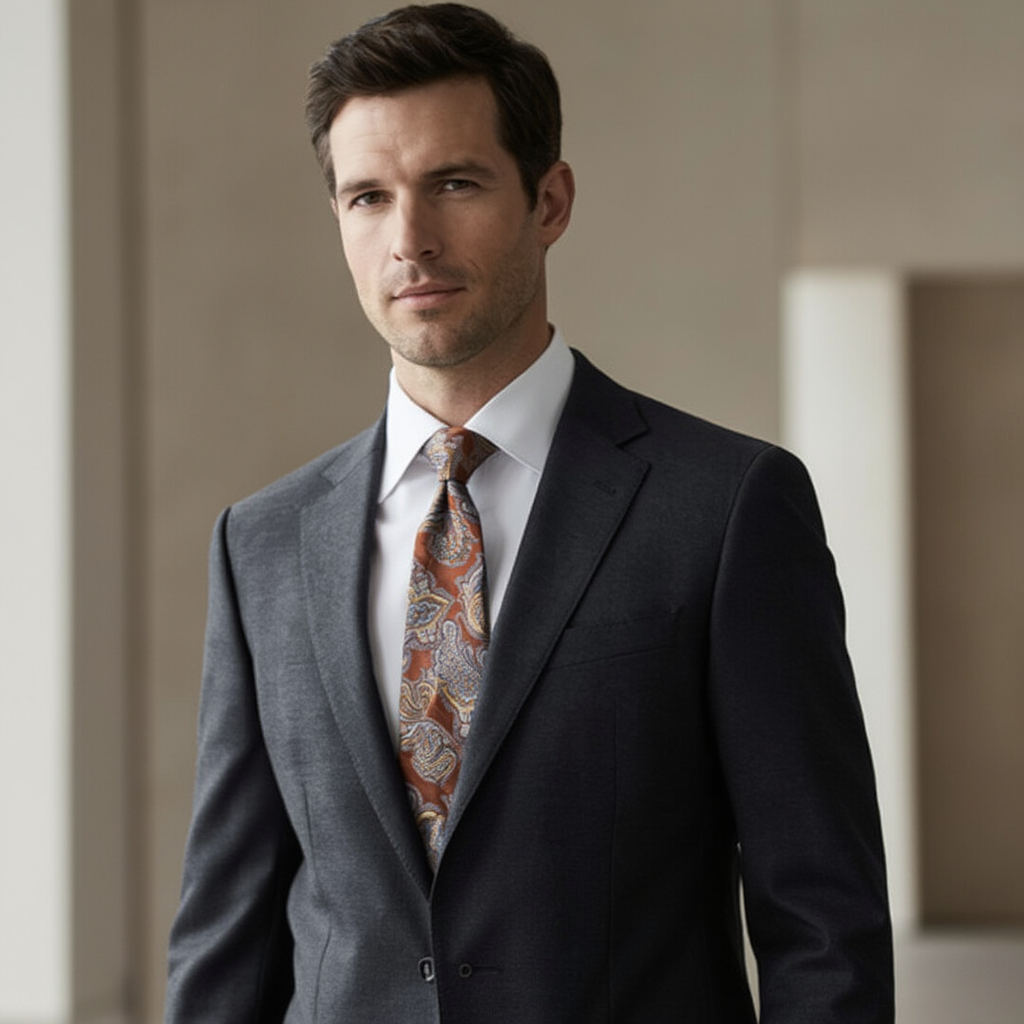 Julien | Cravate Homme Luxe en Soie Jacquard Cuivre 5