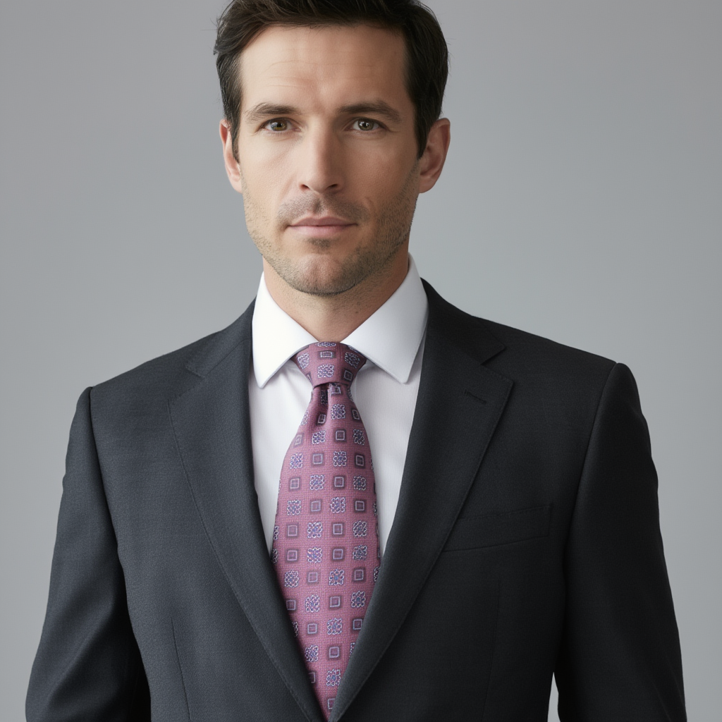 Julien | Élégante Cravate Homme Luxe en Soie Jacquard Framboise 5