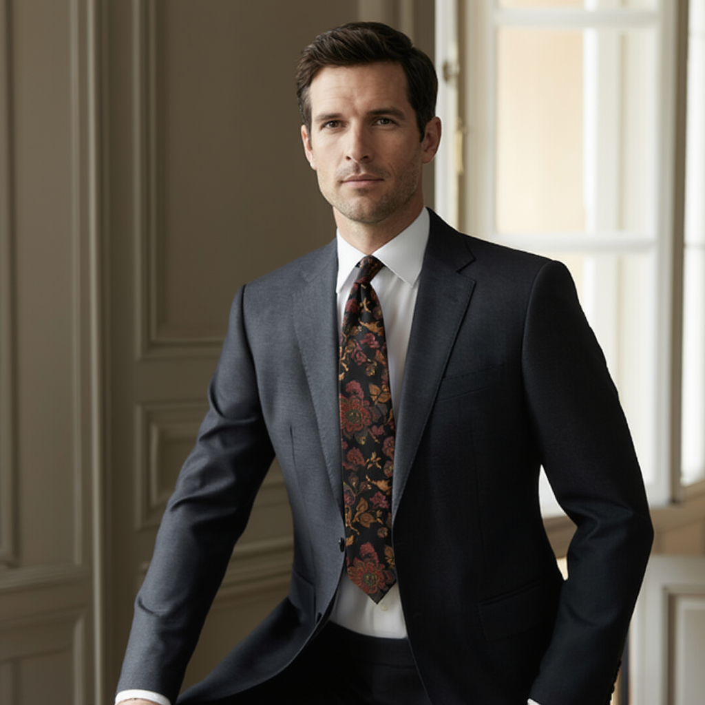 Julien | Élégante Cravate en Soie Imprimée Floral 5