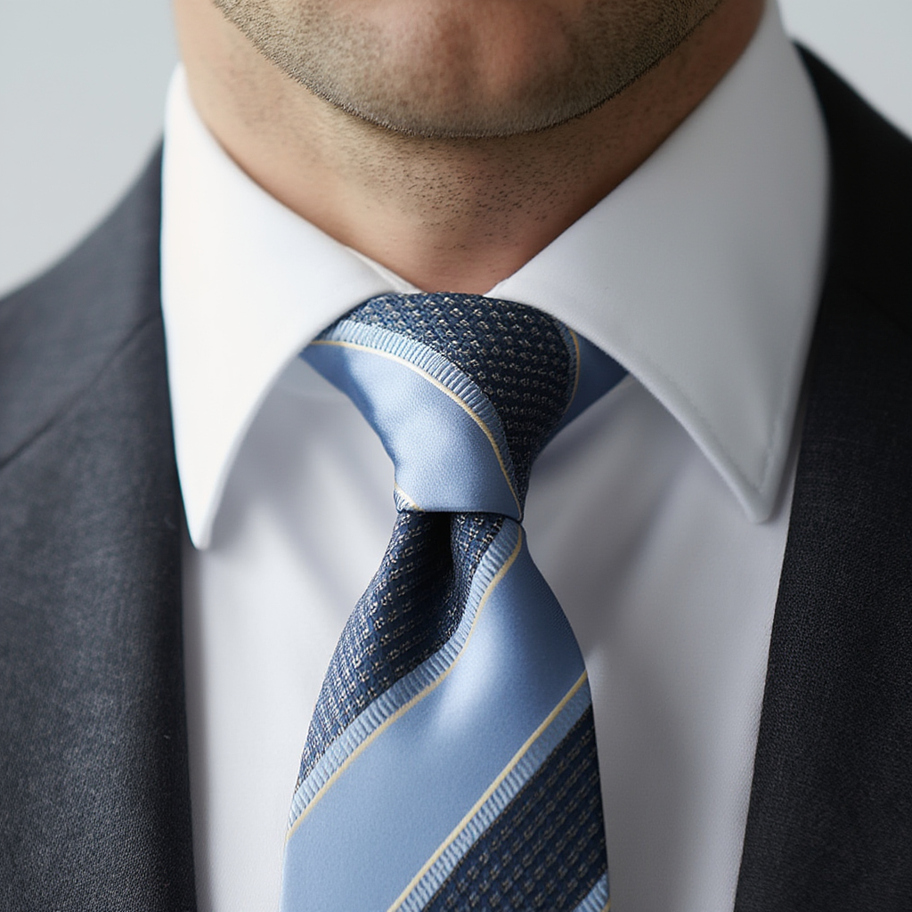 Julien | Élégante Cravate Homme en Soie Jacquard Bleu 3