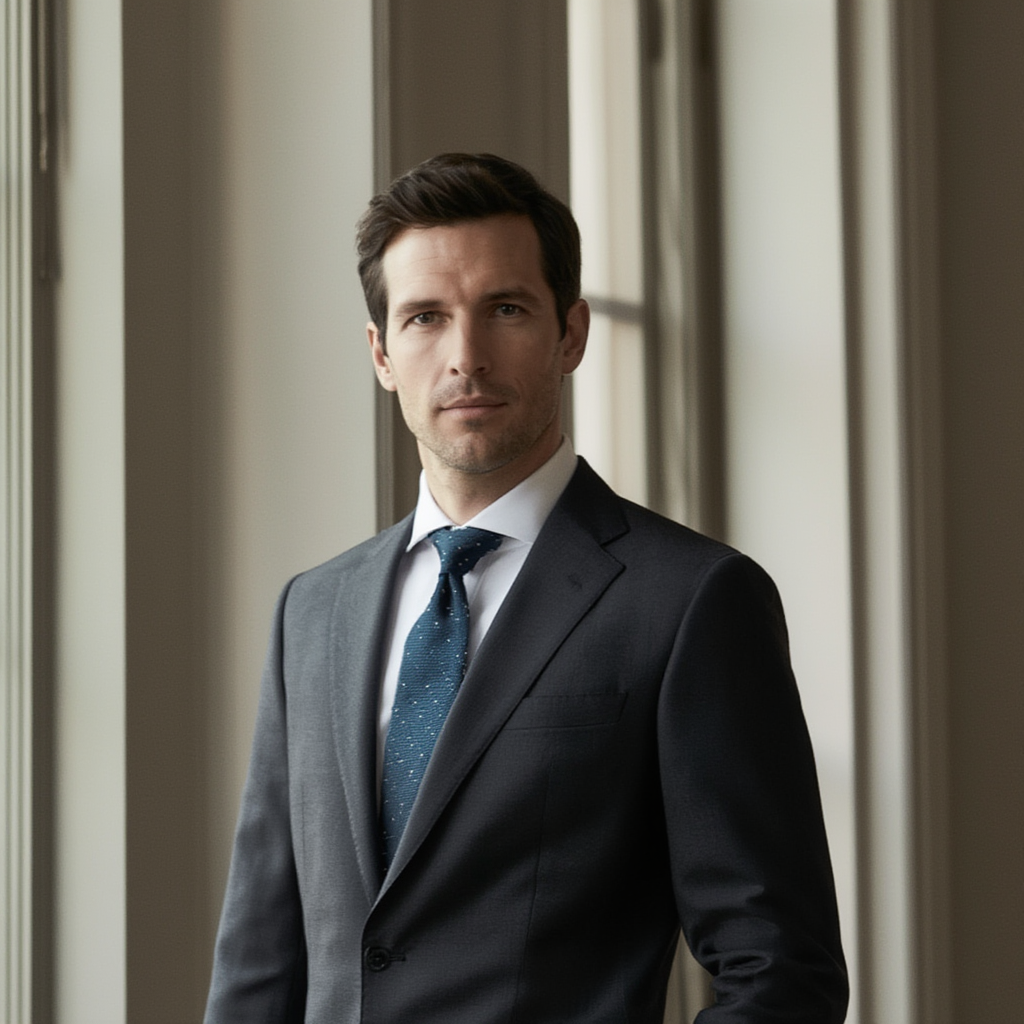 Julien | Élégante Cravate en Soie Grenadine Bleue 4