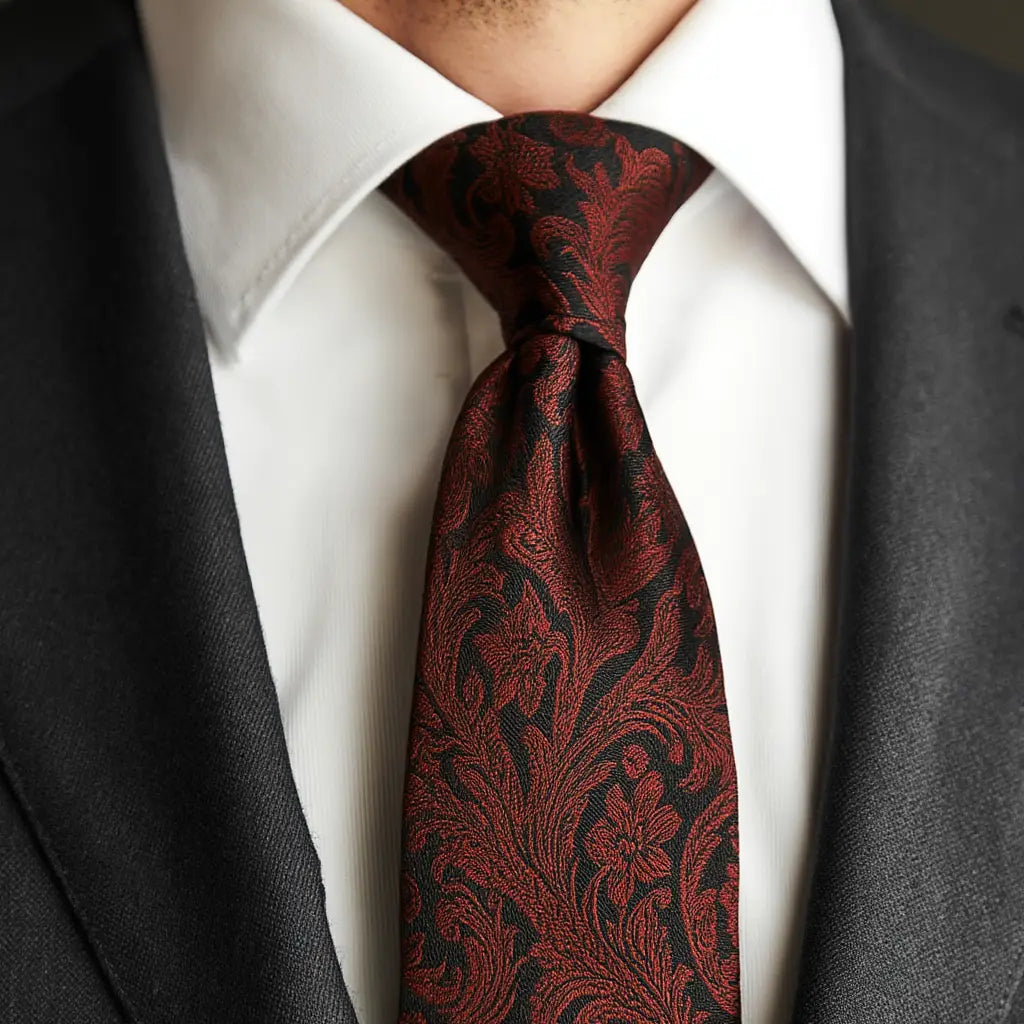 Ethan | Élégante Cravate Rouge en Soie avec Motif Paisley Homme Luxe 3