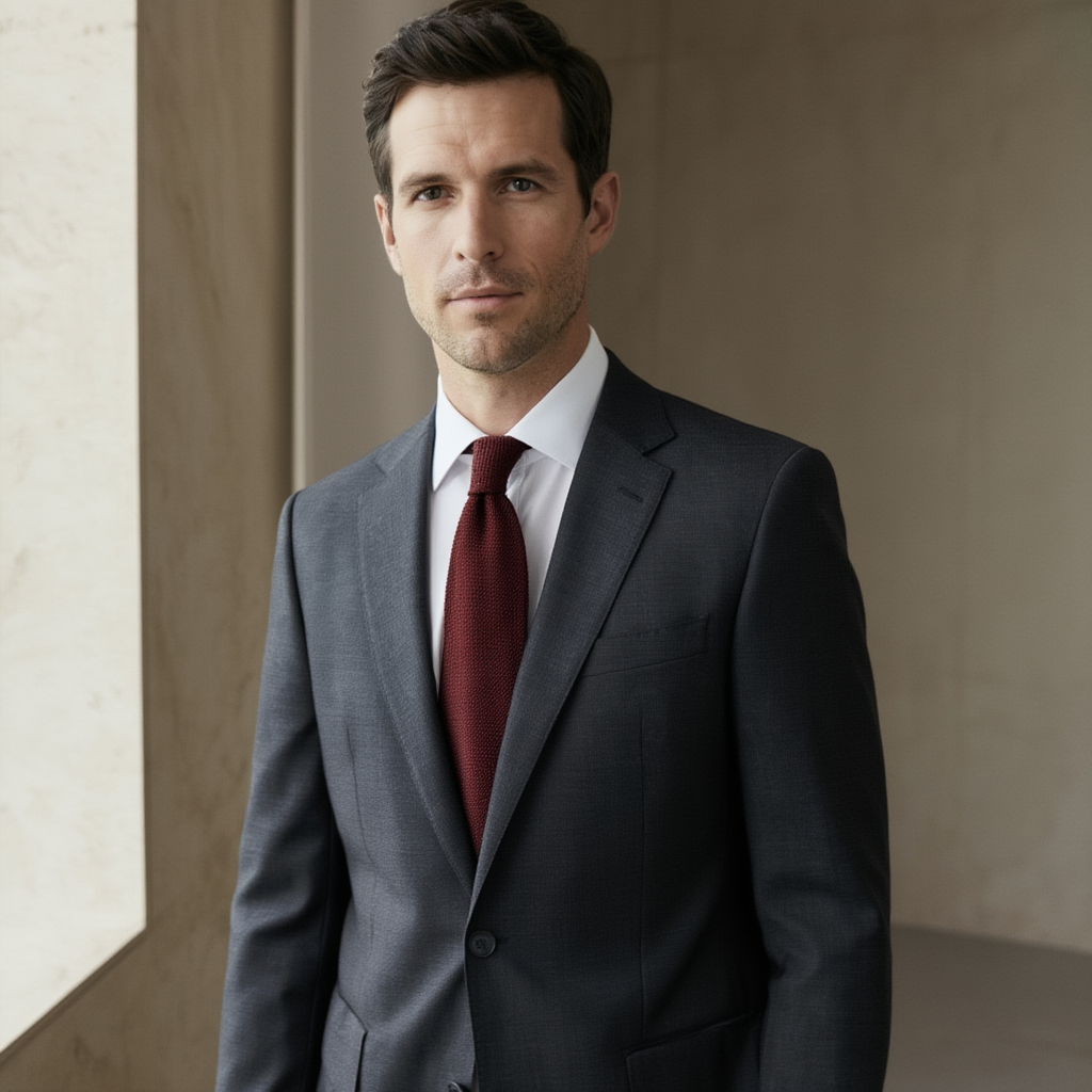 Julien | Élégante Cravate en Soie Grenadine Bordeaux 4