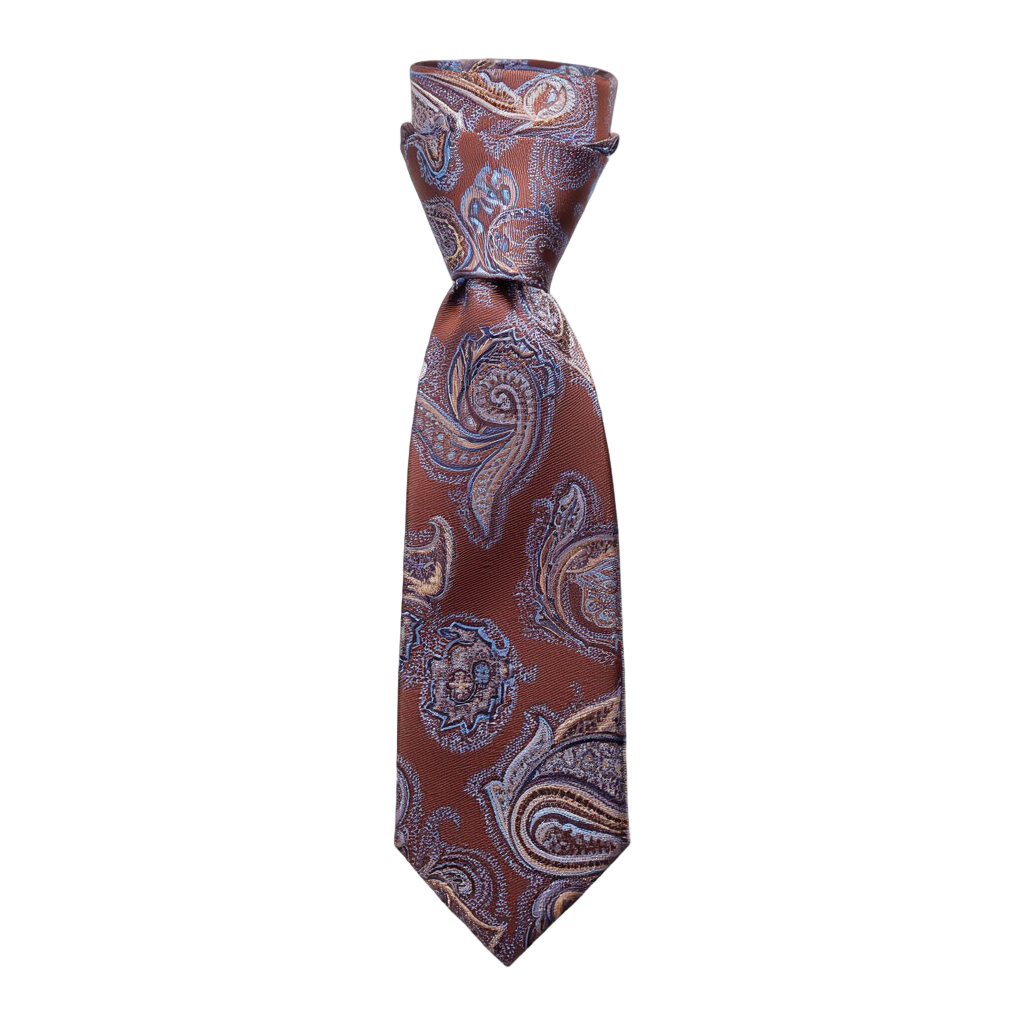 Julien | Cravate Homme Luxe en Soie Jacquard Cuivre 1