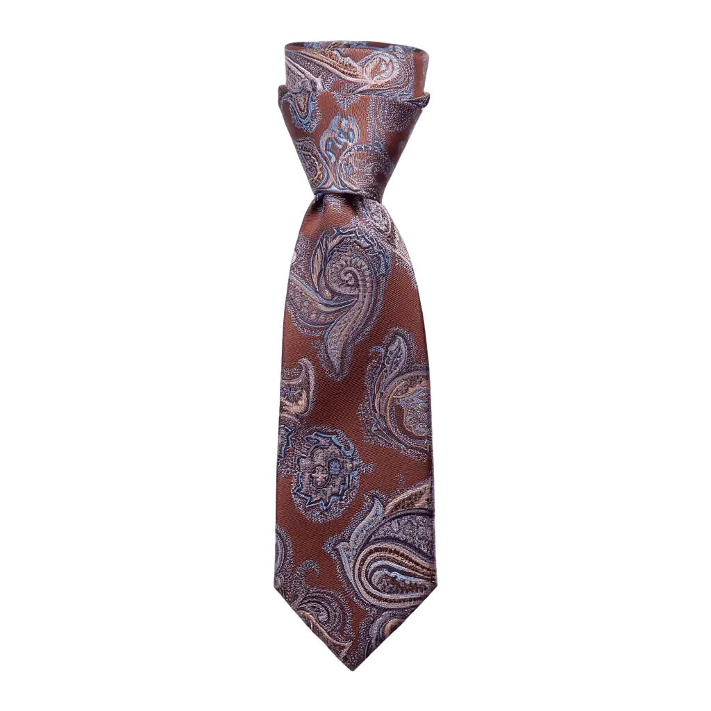 Julien | Cravate Homme Luxe en Soie Jacquard Cuivre 1