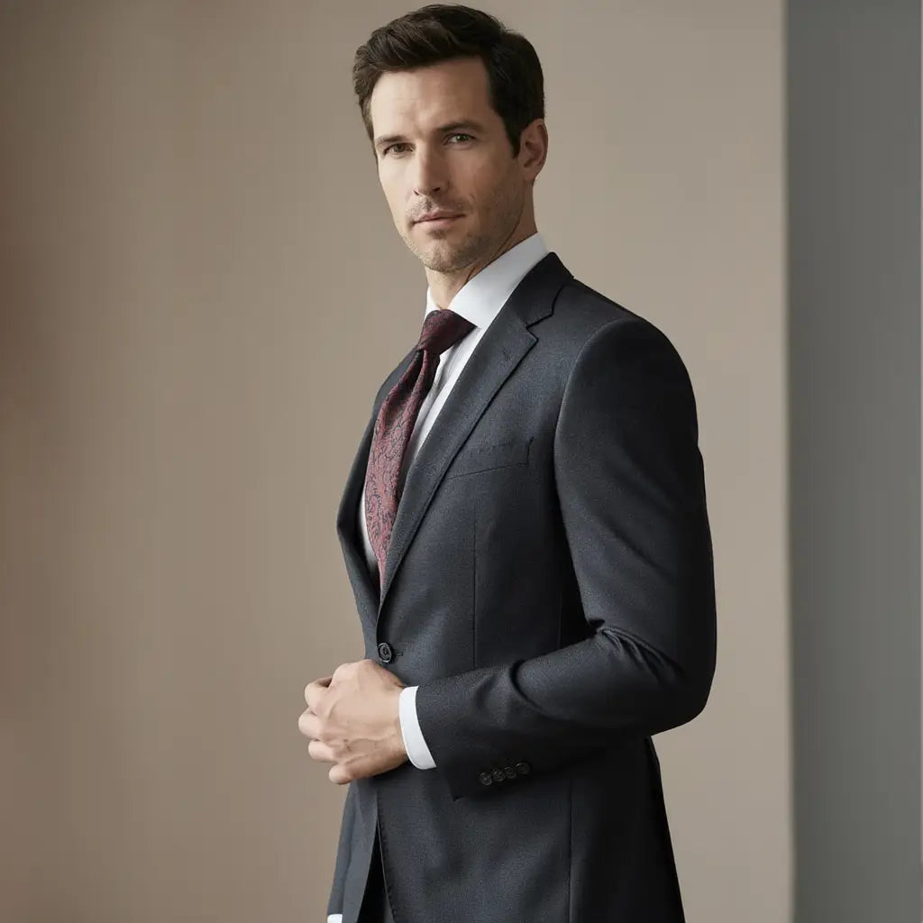 Ethan | Élégante Cravate Rouge en Soie avec Motif Paisley Homme Luxe 2