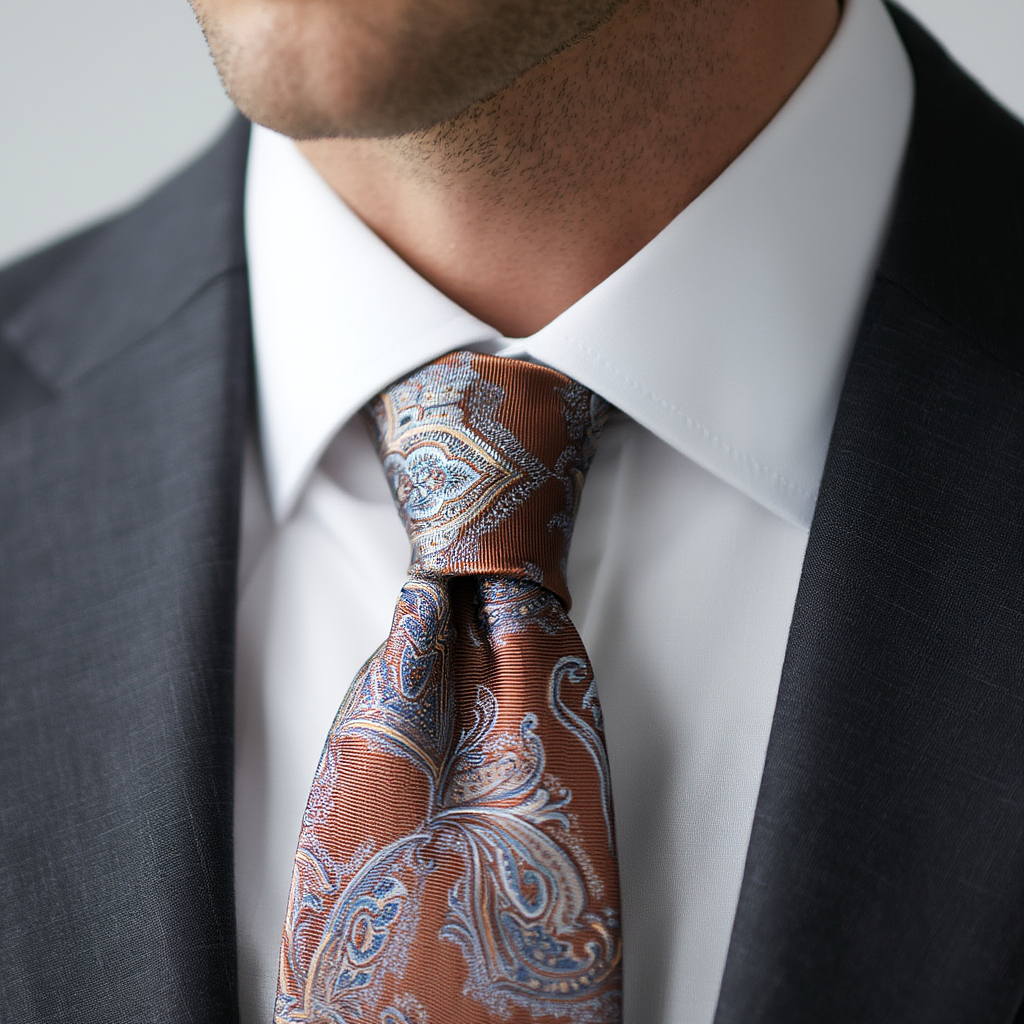 Julien | Cravate Homme Luxe en Soie Jacquard Cuivre 3