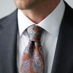 Julien | Cravate Homme Luxe en Soie Jacquard Cuivre 3