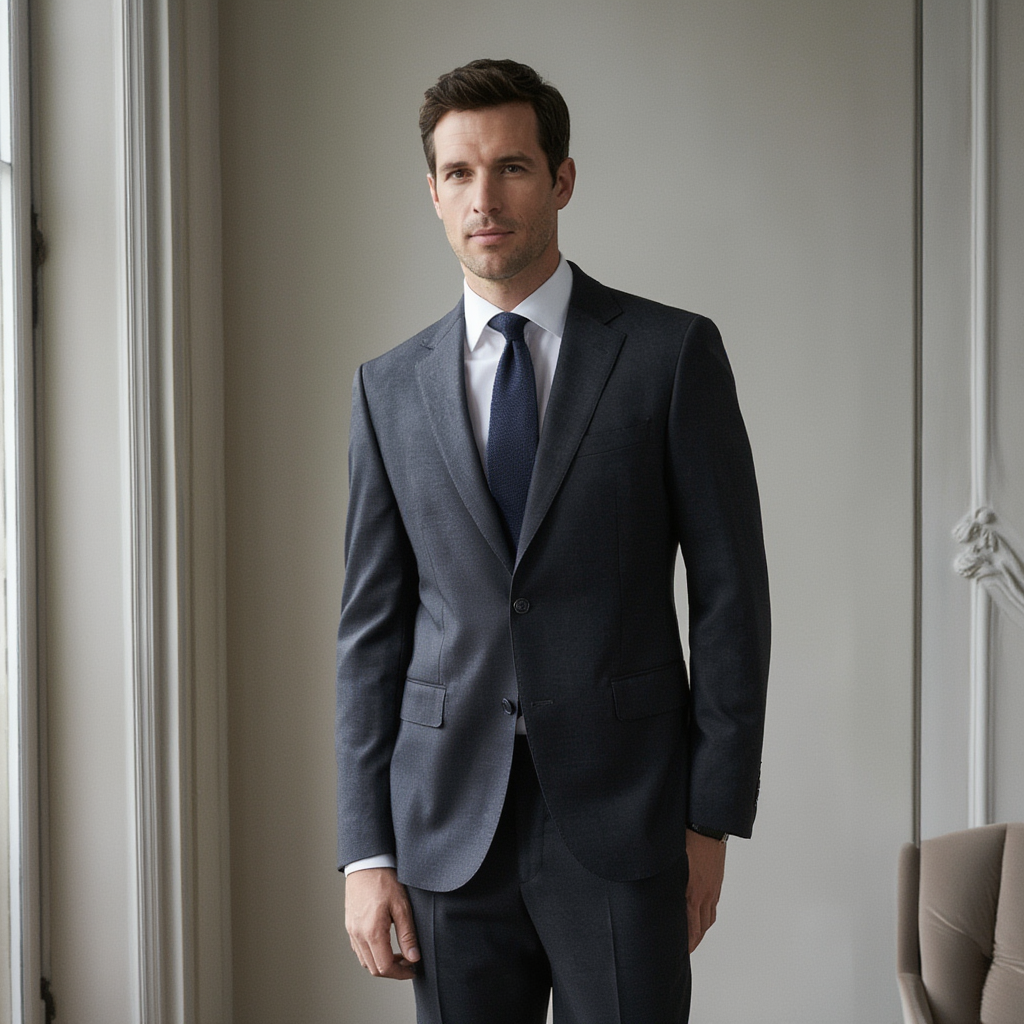 Julien | Élégante Cravate Homme en Soie Grenadine Bleu Marine 4