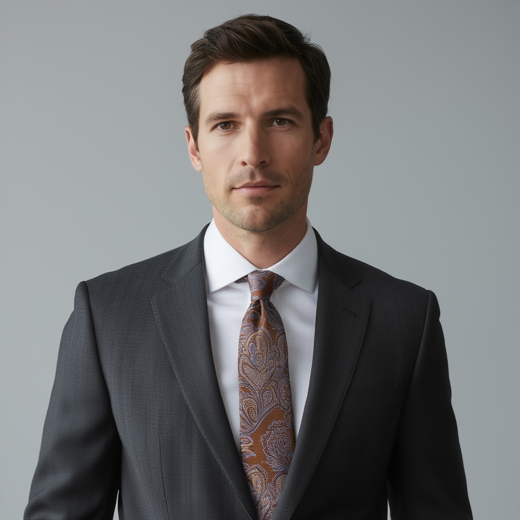 Julien | Cravate Homme Luxe en Soie Jacquard Cuivre 4