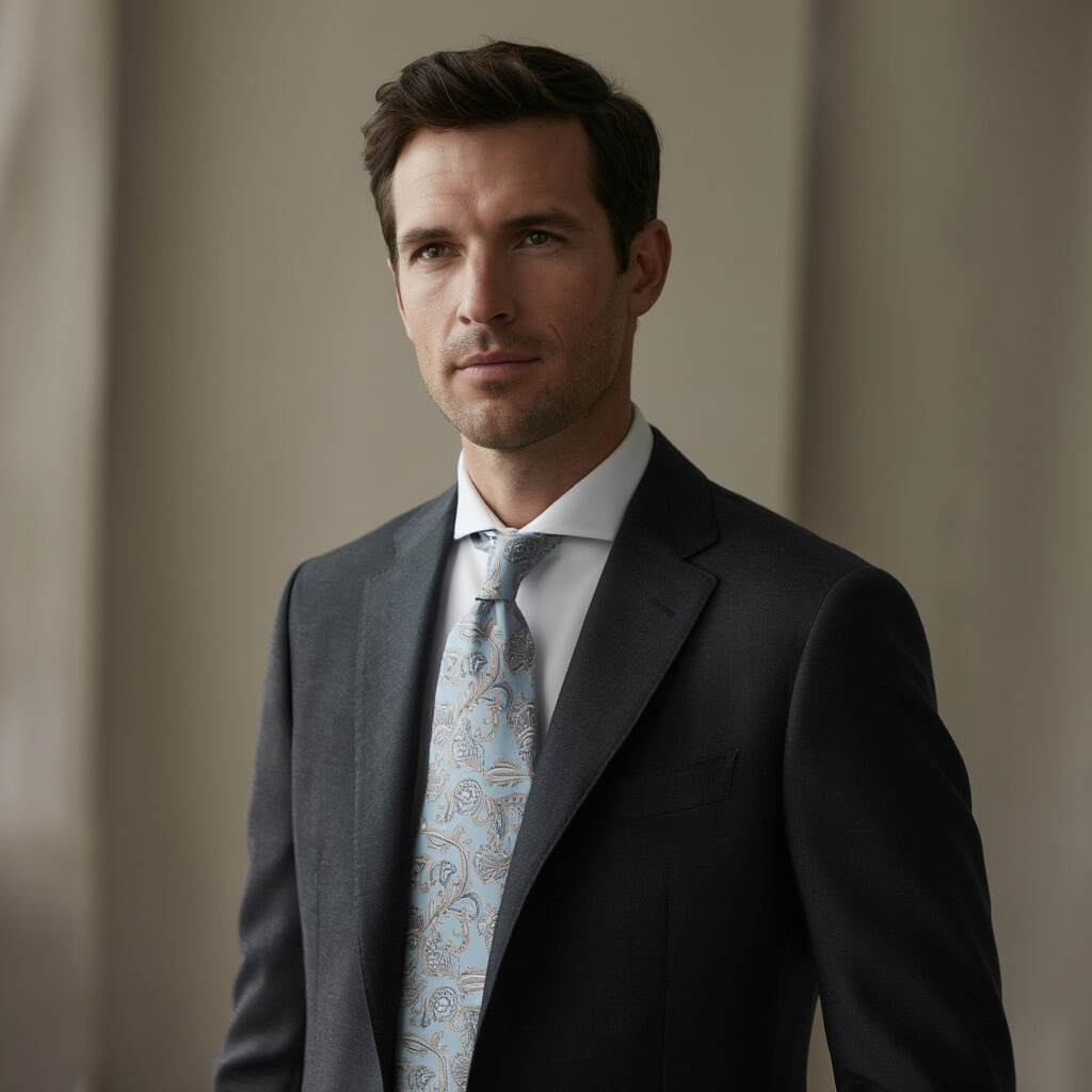 Gabriel | Élégante Cravate Homme en Soie Imprimée Cachemire 5