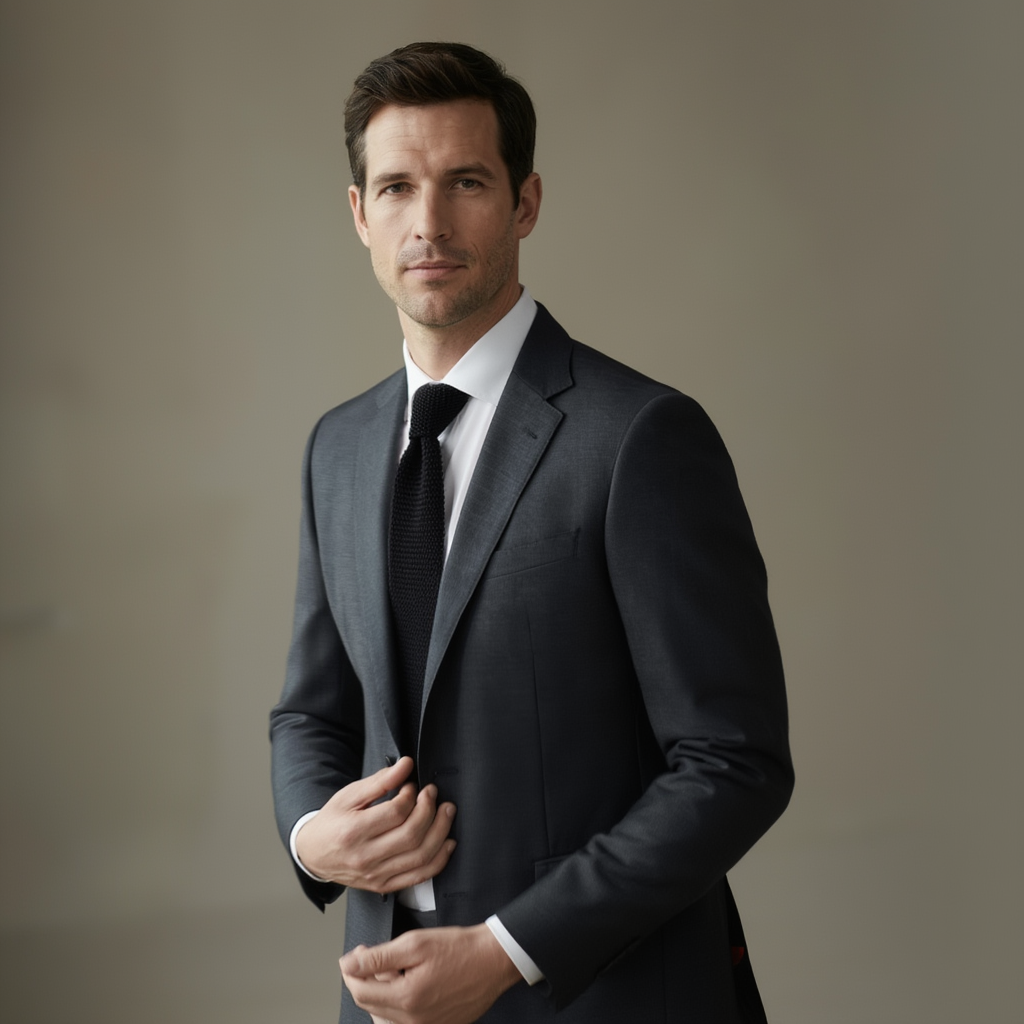 Julien | Élégante Cravate en Soie Grenadine Noire 5