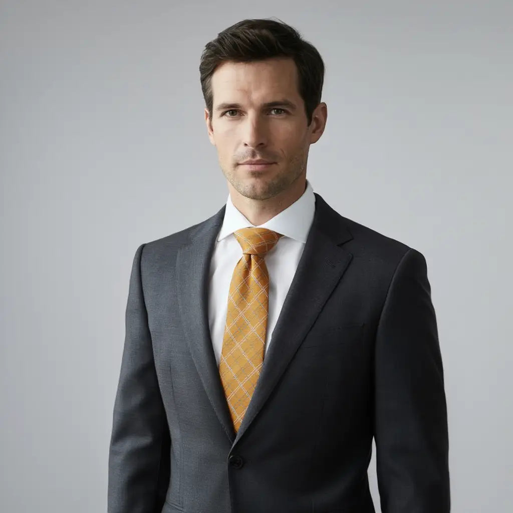 Lucas | Élégante Cravate Homme en Soie Rayée Orange 5