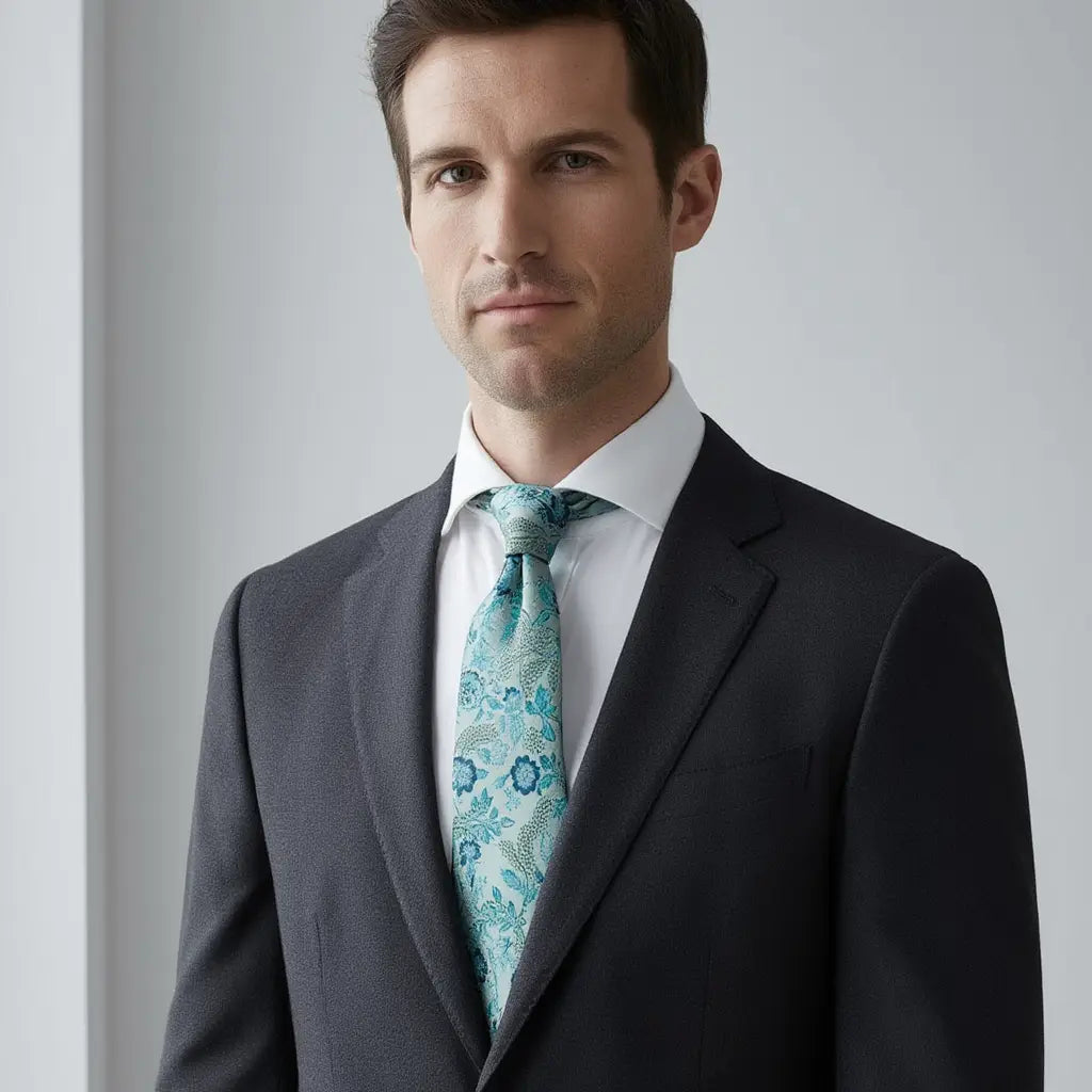 Coffret cravate homme| Soie et microfibre motif floral