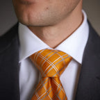 Lucas | Élégante Cravate Homme en Soie Rayée Orange 4