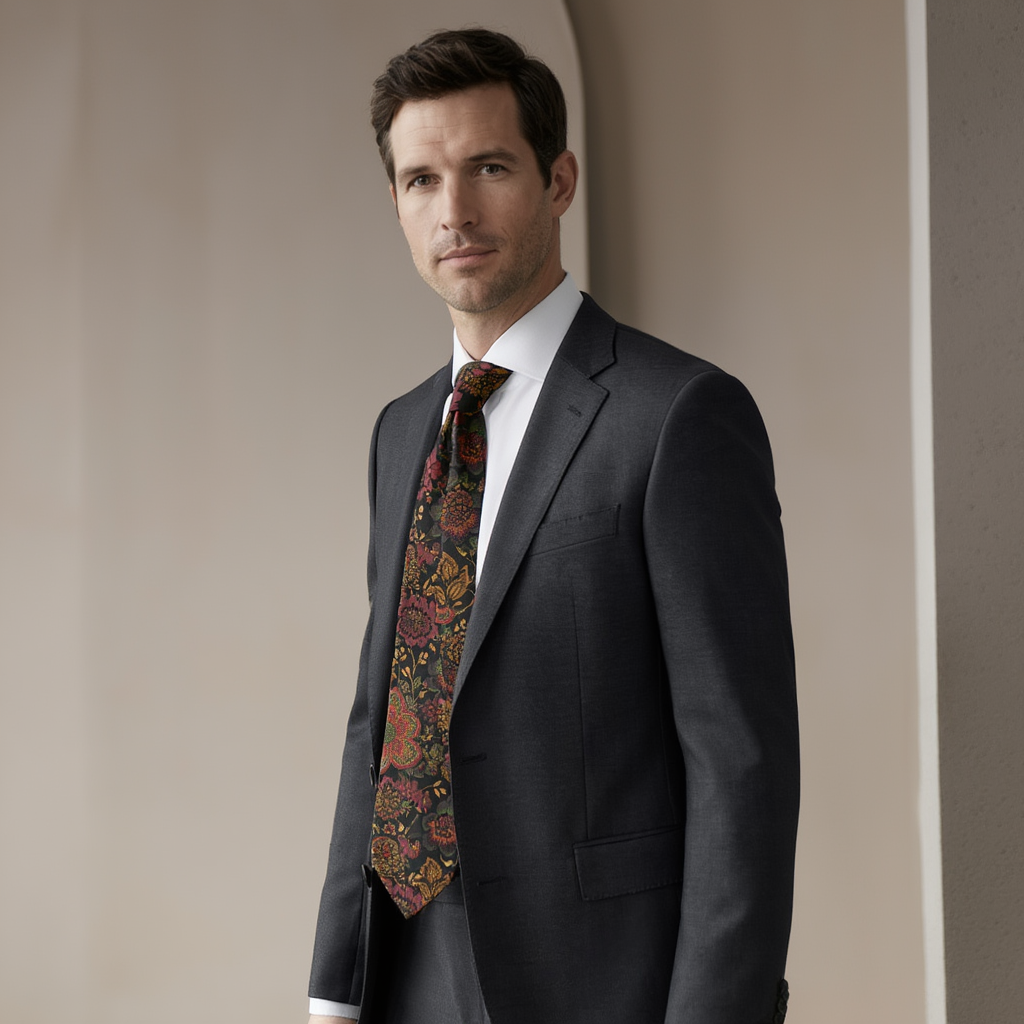 Julien | Élégante Cravate en Soie Imprimée Floral 4