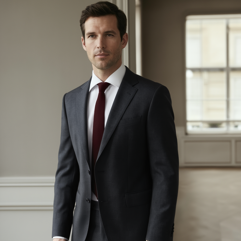 Lucas | Élégante Cravate Homme en Coton Bordeaux 5