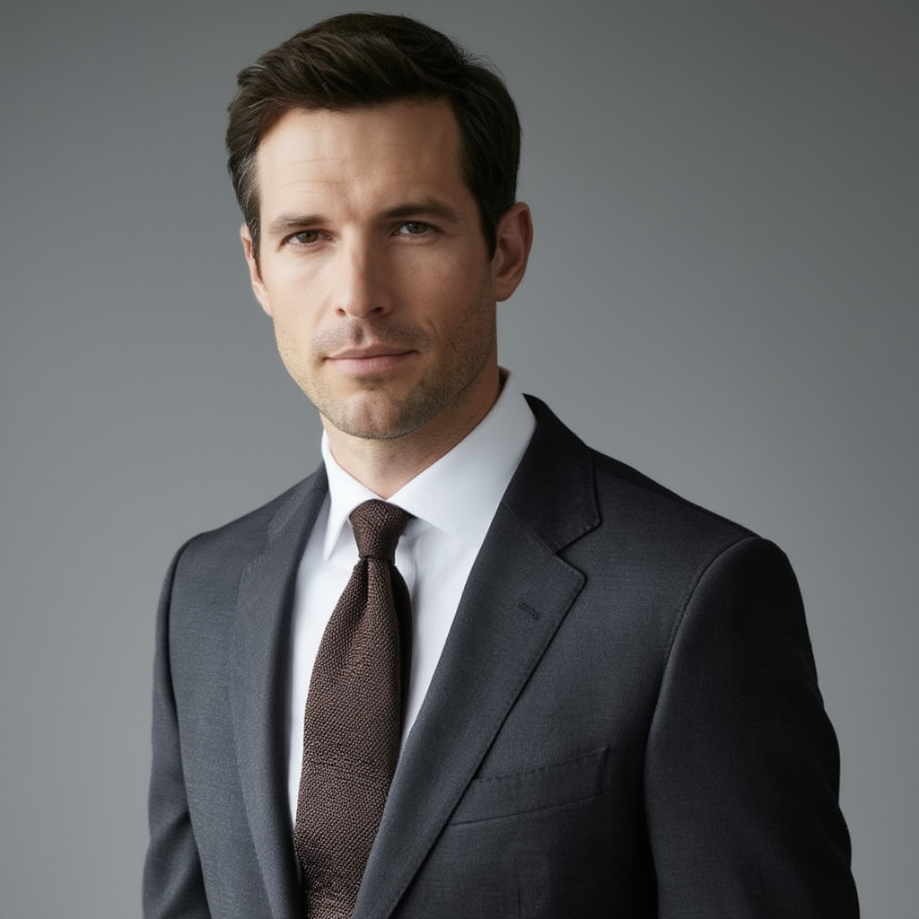 Julien | Élégante Cravate Homme en Soie Grenadine Marron 2