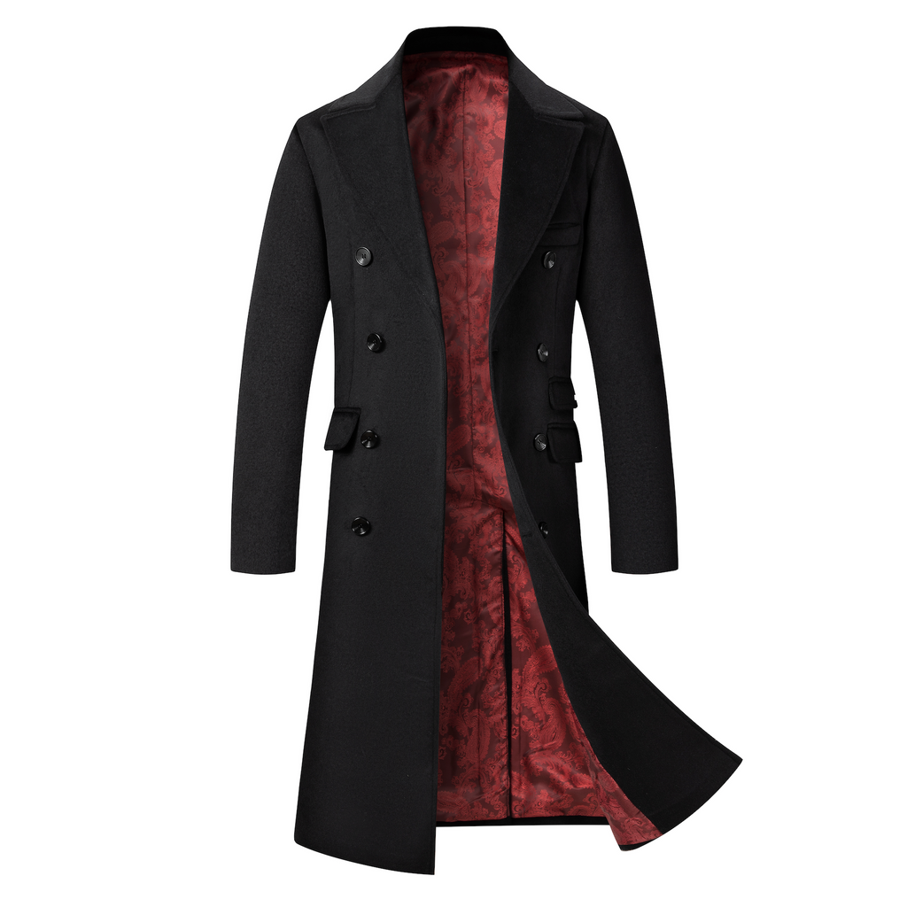 Manteau Hiver Femme Long en Laine avec Doublure Rouge | Élégance Intemporelle pour Automne-Hiver 7