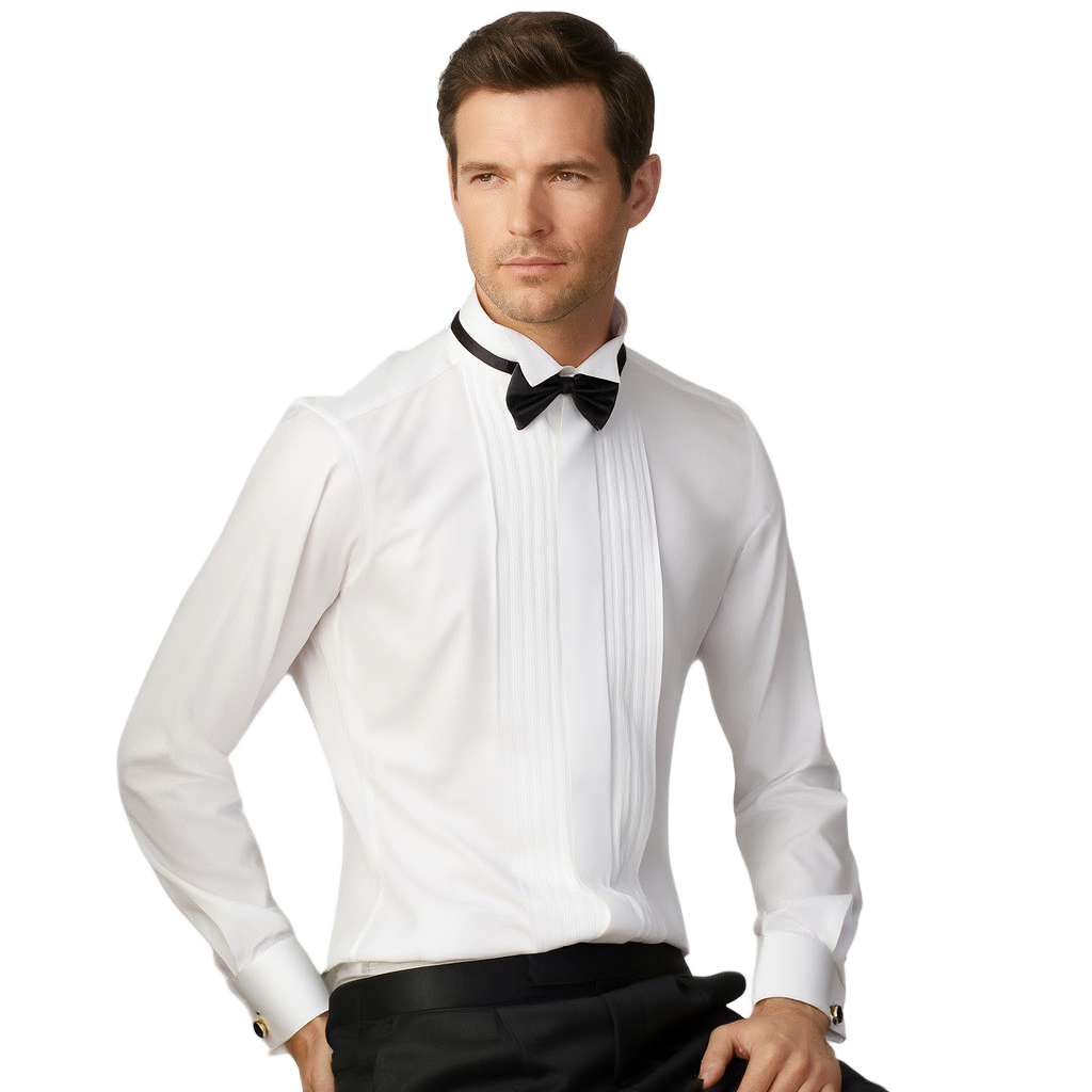 Chemise Smoking Élégante Poignets Doubles