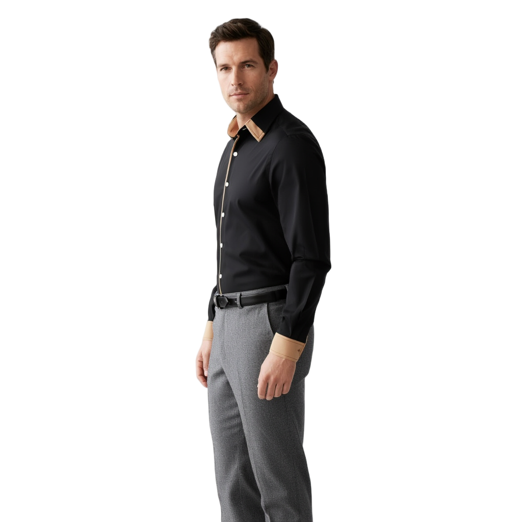 Chemise Homme Classique avec Col Traditionnel | Élégance Automnale et Polyvalence 1