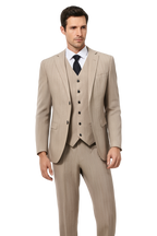 Édition Beige | Costume Trois Pièces avec Blazer Ajusté et Gilet | Élégance Moderne pour Toutes Occasions 1