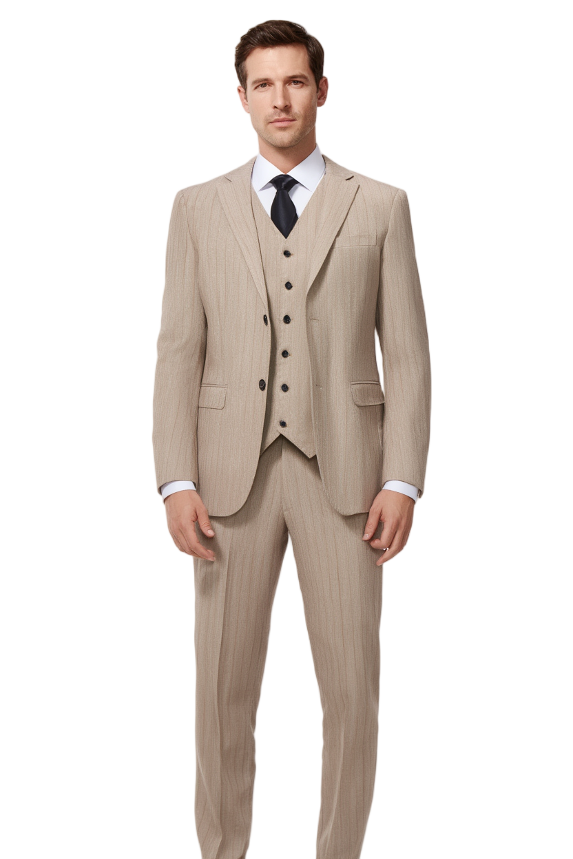 Édition Beige | Costume Trois Pièces avec Blazer Ajusté et Gilet | Élégance Moderne pour Toutes Occasions 1