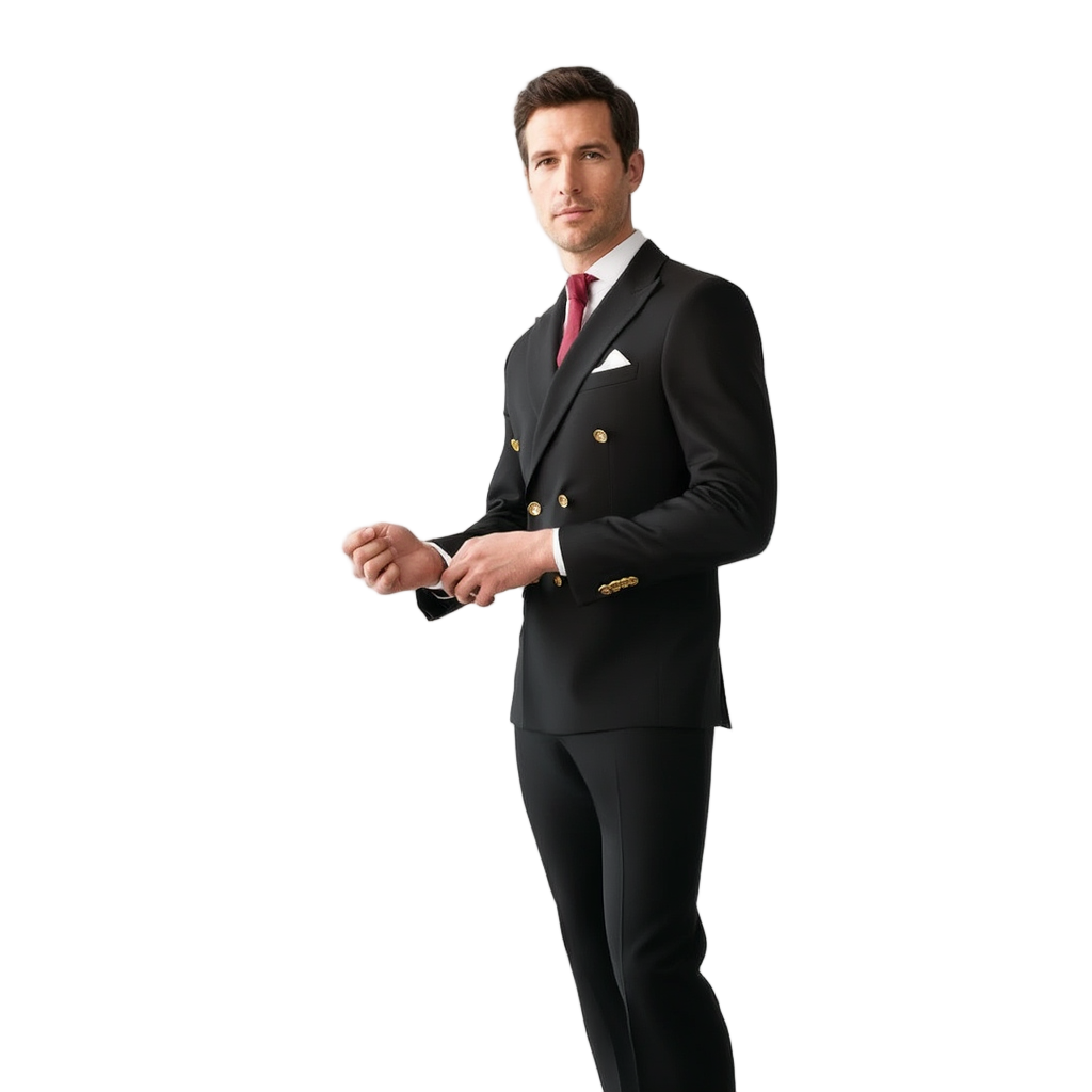 Costume Homme Élégant avec Design Croisé en Polyester et Polyamide pour Confort et Style 2