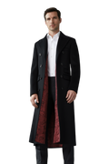 Manteau Hiver Femme Long en Laine avec Doublure Rouge | Élégance Intemporelle pour Automne-Hiver 1