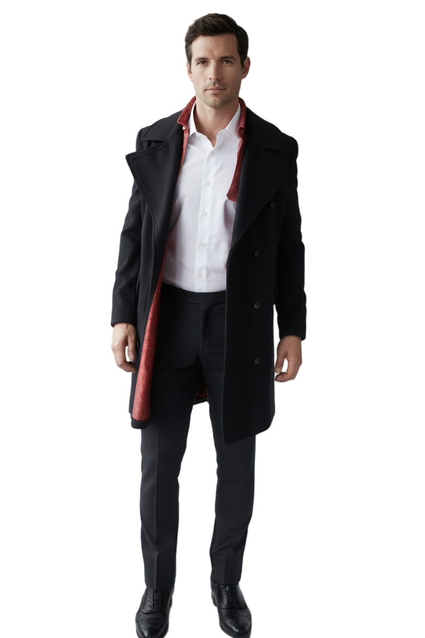 Manteau Élégant | Manteau Shelby avec Doublure Rouge pour Style Intemporel 1