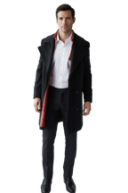 Manteau Élégant | Manteau Shelby avec Doublure Rouge pour Style Intemporel 1