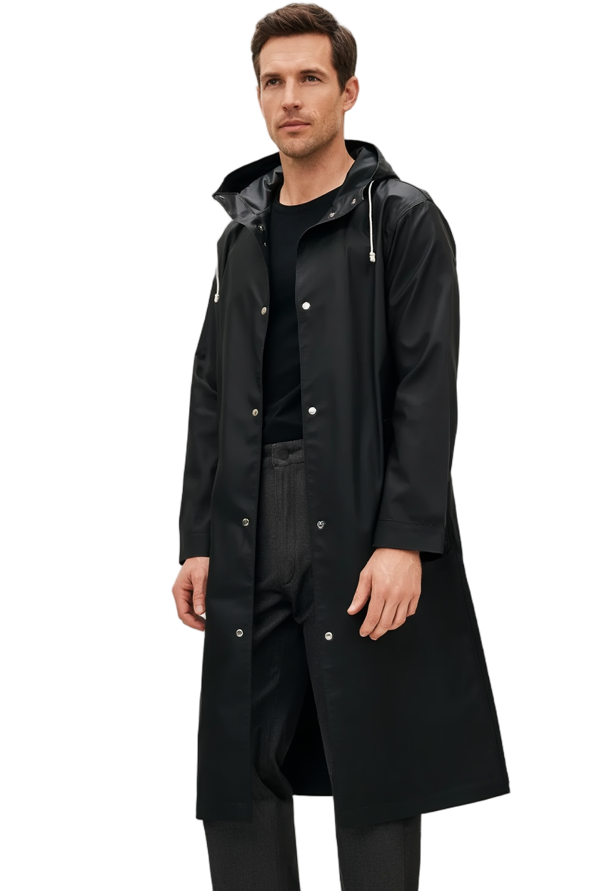 Trench Minimaliste | Imperméable Long avec Capuche Intégrée | Élégance Urbaine pour Mi-Saison 6