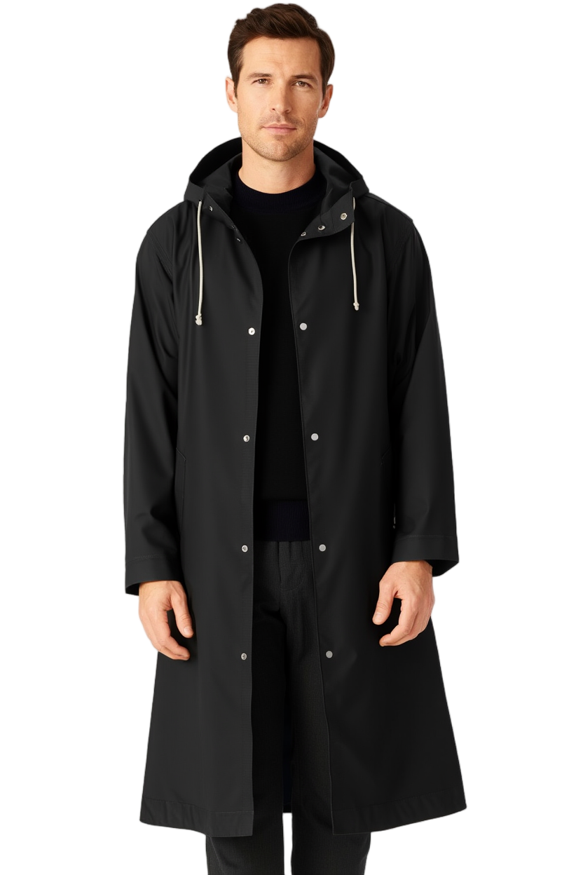 Trench Minimaliste | Imperméable Long avec Capuche Intégrée | Élégance Urbaine pour Mi-Saison 10
