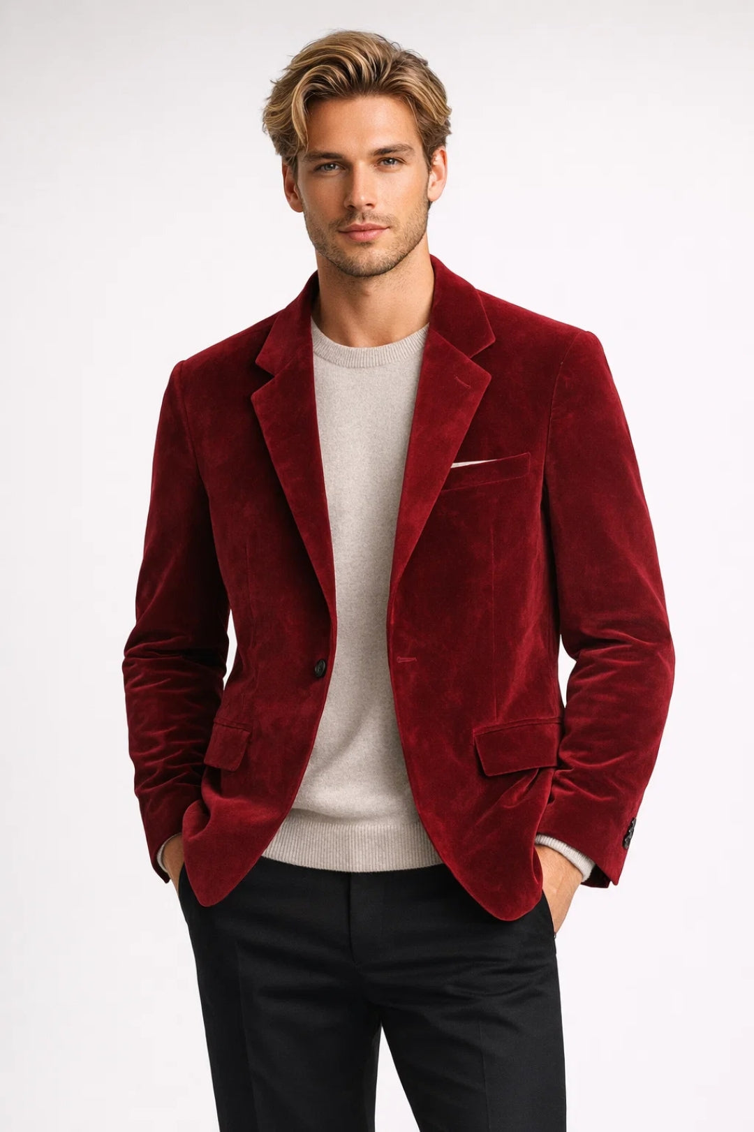 Blazer Homme Bleu Marine en Velours avec Coupe Ajustée | Élégance Polyvalente pour Automne 1