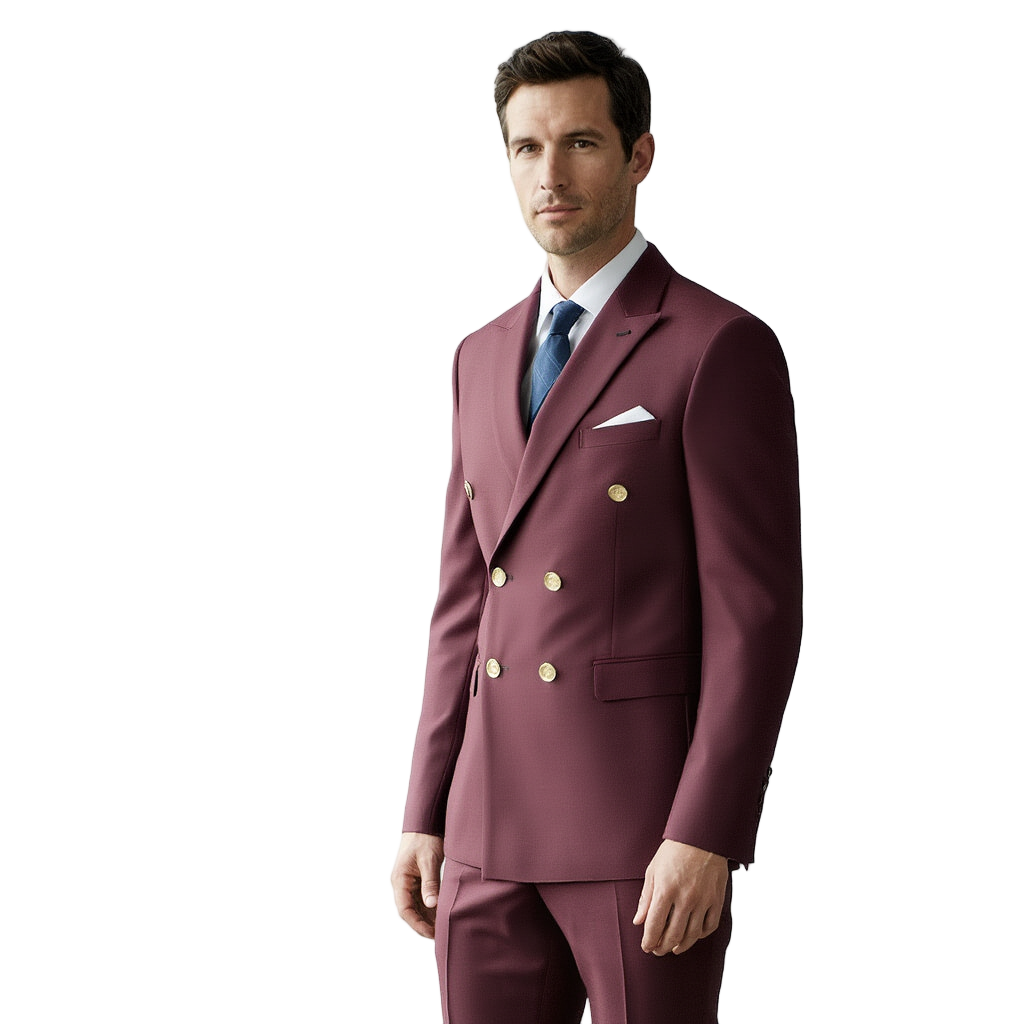 Costume Homme Élégant avec Design Croisé en Polyester et Polyamide pour Confort et Style 6
