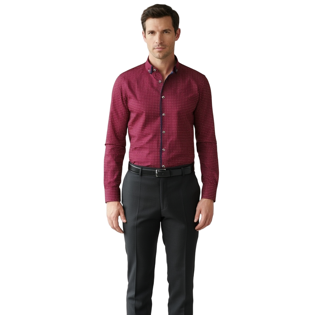Chemise Homme à Motifs avec Détails Contrastés | Élégance et Confort pour le Bureau 3