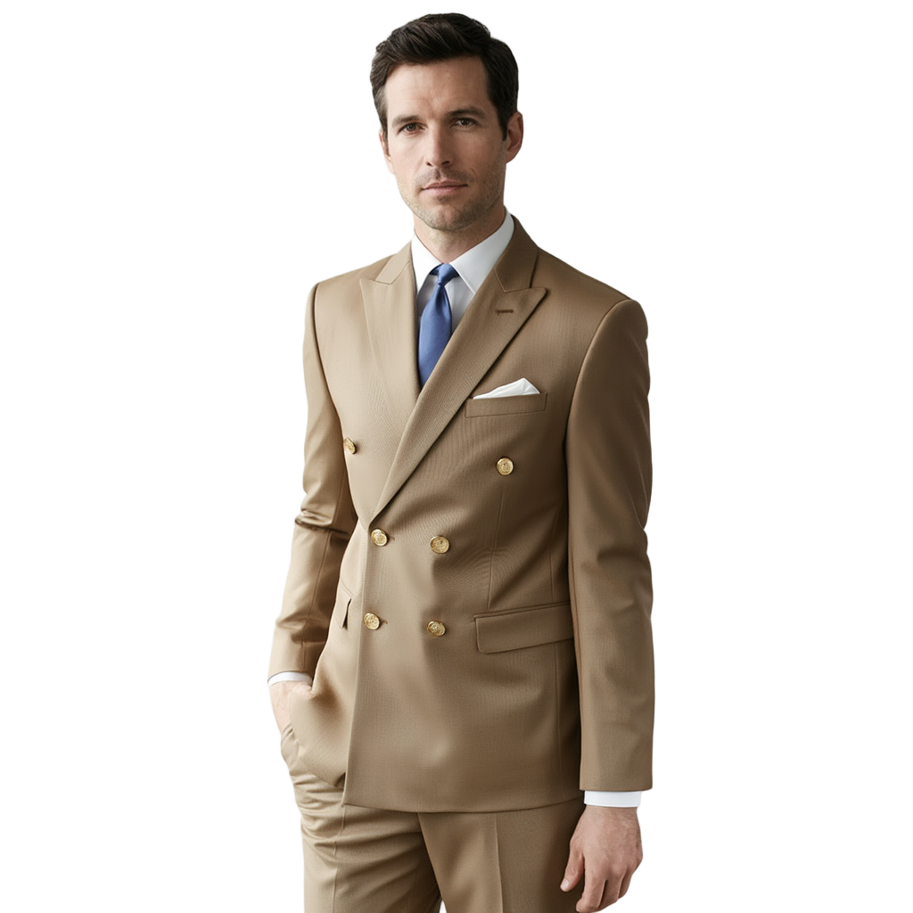 Costume Homme Élégant avec Design Croisé en Polyester et Polyamide pour Confort et Style 3